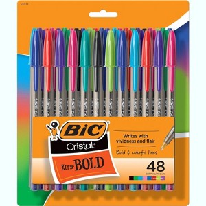 BIC Cristal Xtra Bold Fashion Ballpoint Point, Assorted Colors, Medium Point (1.6mm), Great Pens for Note Taking, School Supplies, 48-Count - 1 of 4