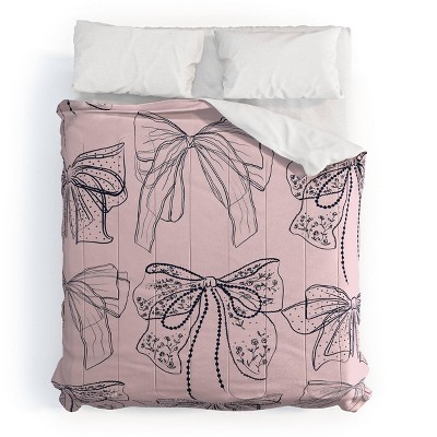 Deny Designs Anis Illustration Romantic Lace Bows Pink Pattern Comforter and Sham Set
