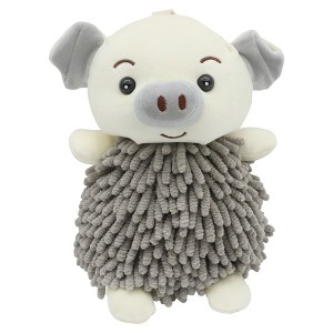 REGALWOVEN Bathroom Kitchen Cute Cartoon Piggy Chenille Soft Absorbent Hand Towel 7" x 11" 1 Pc - 1 of 4