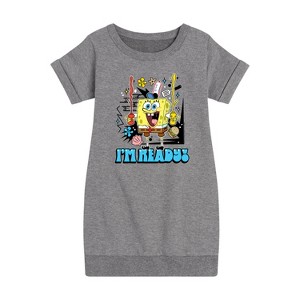 - SpongeBob SquarePants - I'm Ready Graphic Short Sleeve Fleece Dress - 1 of 4