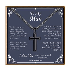 Turandoss Cross Necklace for Men Boys, Gold Silver Black Cross Pendant Necklace, Fathers Day Gifts for Men Boys Husband, Birthday Gifts for Son, 20In - 1 of 4
