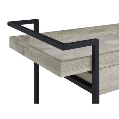 Gray Driftwood Industrial Bar Cart with Storage and Wine Rack