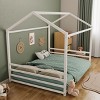 Twin/Full Size Montessori Floor Bed Frame, Metal House Shaped Low Bed with Guardrails for Toddlers - ModernLuxe - 4 of 4