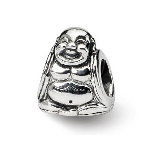 Black Bow Jewelry Sterling Silver Sitting Buddha Bead Charm - 1 of 3