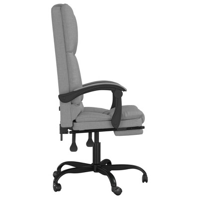 Gray Fabric Swivel Office Chair with Fixed Arms and Metal Base