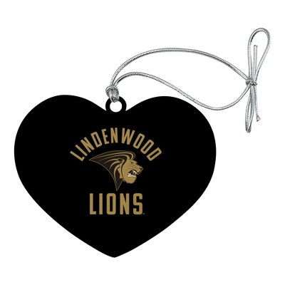 Lindenwood University Lions Logo Heart Love Wood Christmas Tree Holiday Ornament
