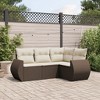 vidaXL 4 Piece Patio Sofa Set with Cushions Brown and Cream - With Table - 2 of 4