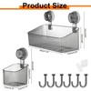 Unique Bargains Wall Mount Strong Suction Cup Shower Caddy with Hooks 3 Pcs - 2 of 4