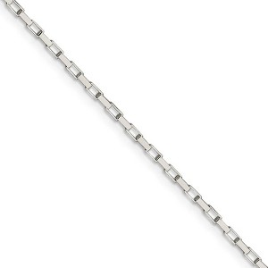 Black Bow Jewelry 1.65mm Sterling Silver Open Elongated Solid Box Chain Necklace - 1 of 4
