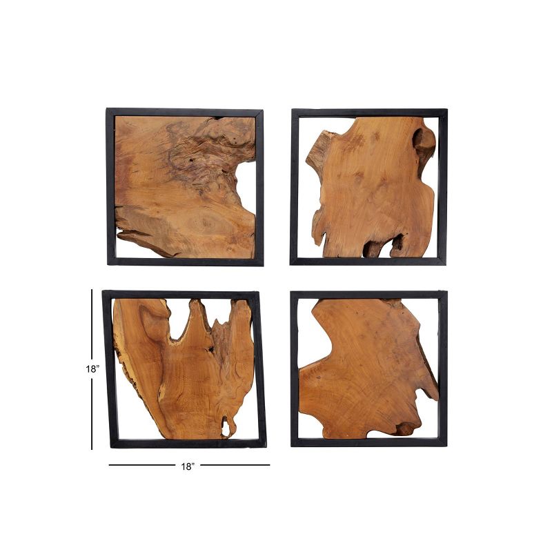 Wood Abstract Handmade Live Edge Wood Slab Wall Decor with Black Frame Brown - Olivia & May, 3 of 16