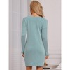 cheibear Women's Long Sleeve Crewneck Casual Sleep Dress with Chest Pocket - 3 of 4