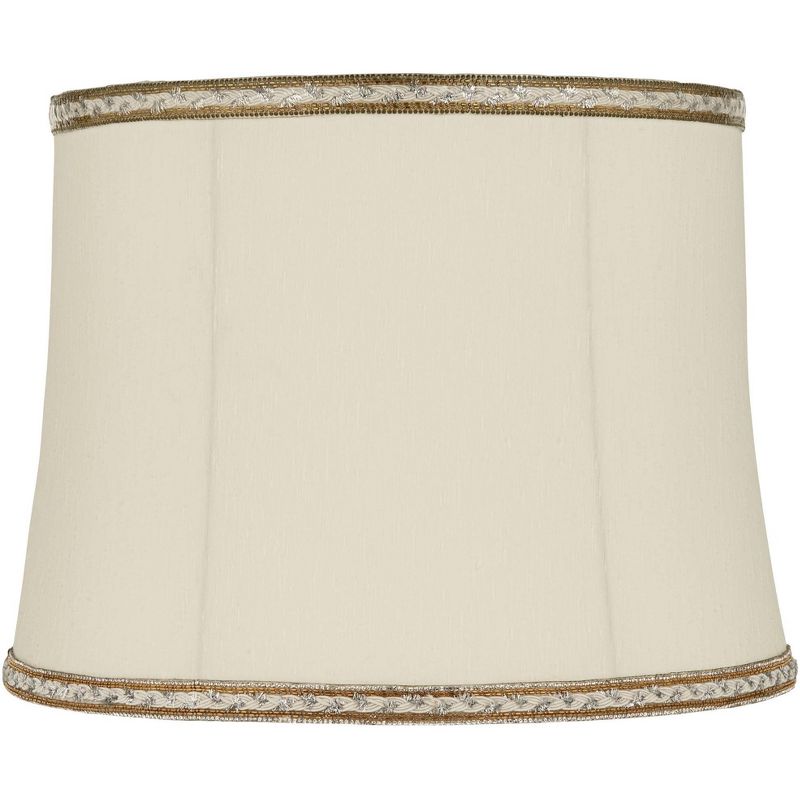 Springcrest Milano Drum Lamp Shades Cream Medium 14" Top x 16" Bottom x 12" High Washer Replacement Harp and Finial Fitting, 1 of 8