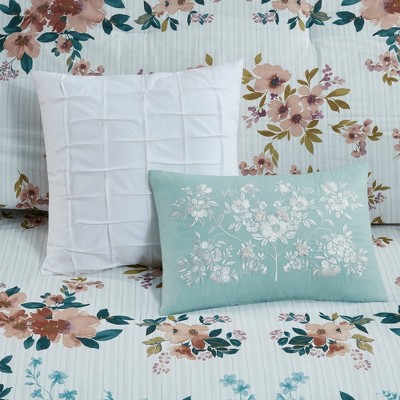 Gray Floral Cotton 5-Piece Bedspread Set