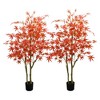 2Pcs Maple Tree,Autumn Artificial Maple Tree, Tall Fake Maple Tree with Red Maple Leaves, Faux Red Maple Tree in Pot for Fall Festival Decor - 2 of 4