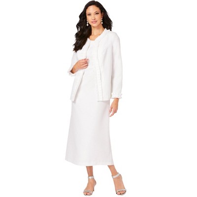 Roaman's Women's Plus Size Pleated Jacket Dress - 28 W, White : Target