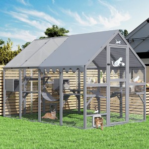 Sandinrayli Extra Large Catio Outdoor Cat Enclosure, 110" Large Walk-in Outdoor Cat Run for Multiple Cats - 1 of 4