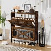 Shoe Cabinet with 2 Flip Drawers, Wooden Narrow Shoe Organizer with Metal Legs, Freestanding Hidden Shoe Rack Cabinet for Entryway Living Room Brown - 2 of 4