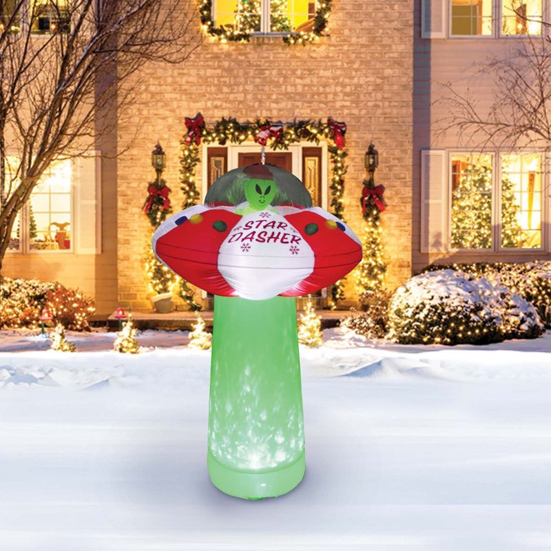 A Holiday Company 7ft Tall Star Dasher UFO with Green Shimmer Light, 7 ft Tall, Multi, 2 of 6