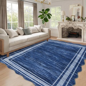 Scalloped Modern Abstract Area Rug Washable Rug for Living Room, Non-Slip Soft Carpet for Bedroom - 1 of 4
