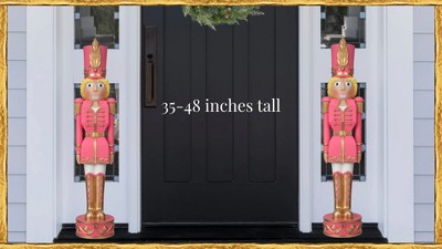 37" Pink and Gold Resin Christmas Nutcracker