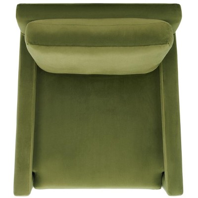 Olive Green Velvet and Wood Accent Chair