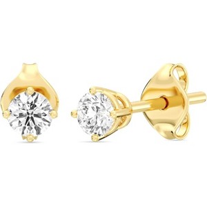 Gilded 1/3 ct. T.W. Round Lab Diamond (SI1 Clarity, F Color) and Sterling Silver Yellow Gold Plated Stud Earrings - 1 of 4