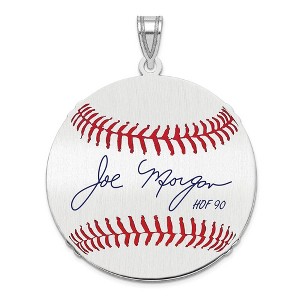 Black Bow Jewelry Sterling Silver Joe Morgan Signature LG Enamel Baseball Pendant - 1 of 4