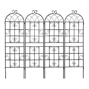 4 Pack Metal Garden Trellis 86.7" x 19.7"/71"x19.7" Rustproof Trellis for Climbing Plants Outdoor Flower Support Black - 1 of 4
