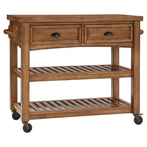 South Hill Wood Top Kitchen Cart - Bark - Inspire Q, Brown