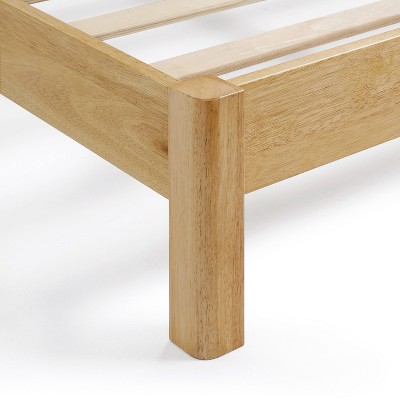 Natural Queen Platform Bed with Boucle Upholstered Headboard