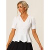 INSPIRE CHIC Women's Vintage Solid Victorian Puff Sleeve Steampunk Lace Up Blouse - 4 of 4