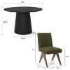 5-Piece Round Dining Table Set, 46" Pedestal Table with 4 Upholstered Dining Chairs, Solid Wood Legs, Modern Farmhouse Dining Room Set-Maison Boucle - 3 of 4