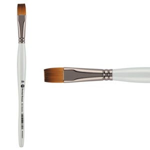 Borciani e Bonazzi UNICO Fiamatto Synthetic Series 821 Paint Brush, Flat Size 16 - For Acrylic and Watercolor Painting - Ergonomic Handle, - 1 of 4