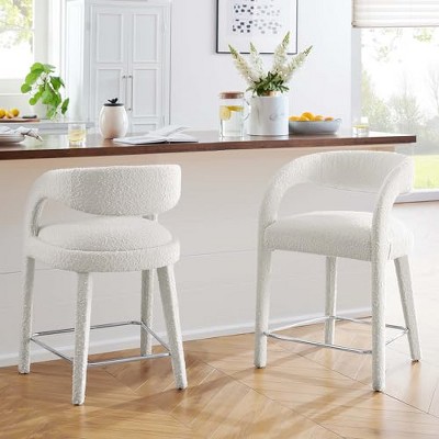 Modway Pinnacle Boucle Upholstered Counter Stool Set of Two