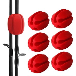 6Pcs Silicone Fishing Rod Holder Straps with Multi Size Holes, Protective Fixed Ball, Durable Elastic Material, Easy to Carry - 1 of 4