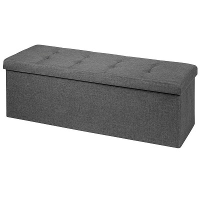 Tangkula Storage Ottoman Fabric Folding Storage Chest with Divider Bed End Bench