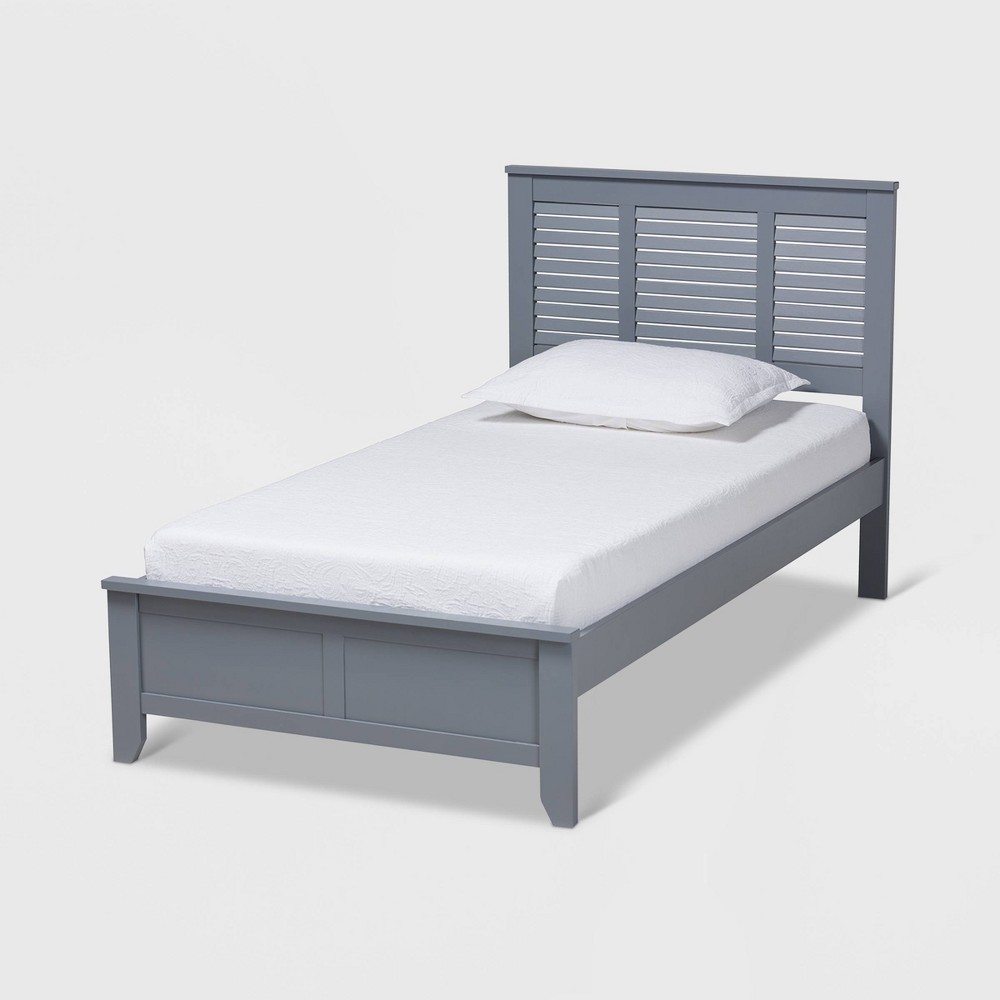 Photos - Bed Frame Twin Adela Wood Platform Bed Gray - Baxton Studio