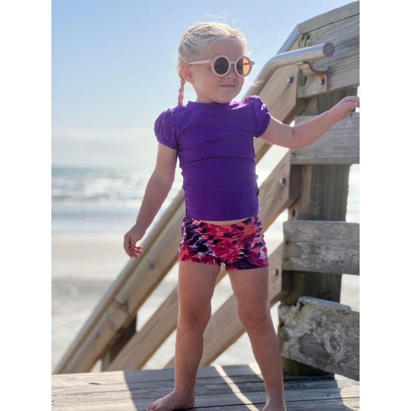 City Threads USA-Made Girls UPF 50+ Printed Swim Boy Shorts, 2 of 6