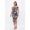 Slickblue Printed Mesh Off Shoulder Mini Dress, Stretch Blend, Bold Party Wear, Black Grey, Size S-L - 3 of 4