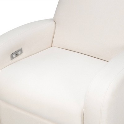 Serenity Swivel Recliner in Cream Eco-Weave with Light Wood Base
