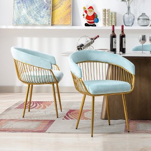 DYHOME Modern Mid Century Dining Chair, Upholstered Velvet Dining Room Chairs with Metal Legs for Makeup/Living Room (Set of 2) - 1 of 4