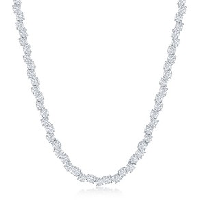 Bella Silver Sterling Silver Round Zig-Zag 4MM Cubic Zirconia Tennis Necklace - Silver - 17 Inch - 1 of 3