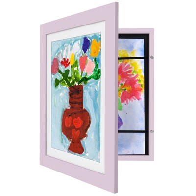 Americanflat Kids Art Frame 10x12.5 inches with 8.5x11 inches Mat - Composite Wood And Glass - Holds 100 Artworks
