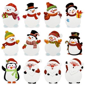 Wrapables Snowmen, Santa, and Penguin Christmas Sticky Notes, Adhesive Winter Holiday Memo Notepads for Home, Office, Work (Set of 12) - 1 of 4