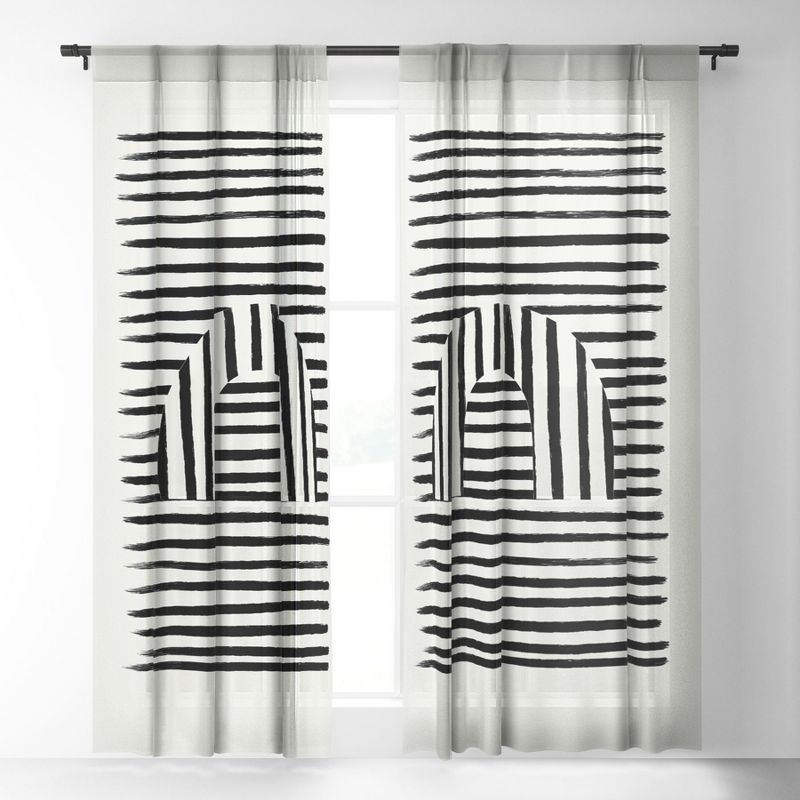 BohomadicStudio Minimal Series Black Striped Arch Single Panel Sheer Window Curtain - Society 6, 2 of 7