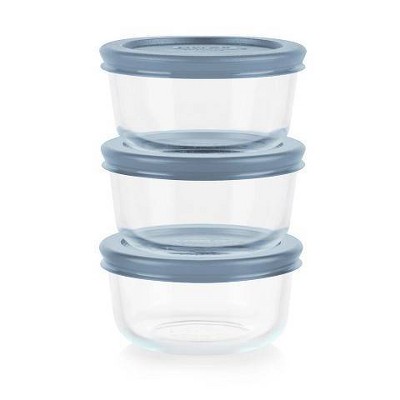 Pyrex 6pc 1c Round Glass Food Storage Containers Cerulean