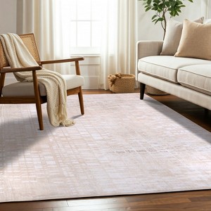 Delara Machine Washable Area Rug, Soft & Durable, Non-Slip Rug for High Traffic Areas, Beige - 1 of 4