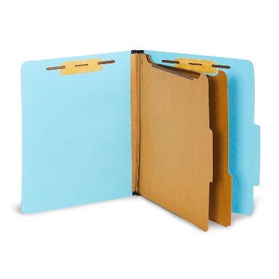 MyOfficeInnovations Recycled Folders 2/5-Cut Tab Ltr Size 2 Dividers Lt Bl 20/BX 614616