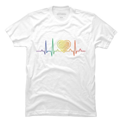 Adult Design By Humans Rainbow Pride Heartbeat Love For All By Avocato T-Shirt
