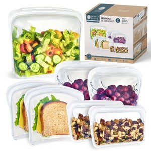 Reusable Storage Bag, Meal Prep, Snacks, Airtight Leak-Proof Microwave & Freezer-Safe (Clear) -7 Pack - 1 of 4